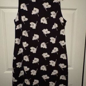 Anne Klein Black Dress with White Floral Design